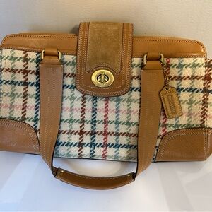 Coach Tan and Brown Satchel with Leather Trim